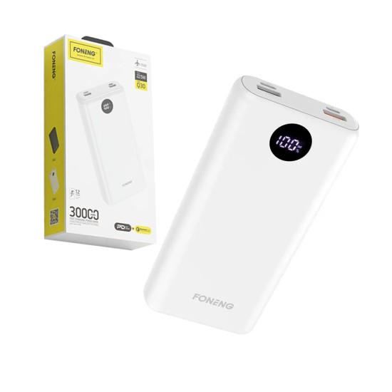 POWER BANK FONENG Q30 PD+QC 22,5W 30000MAH BRANCO